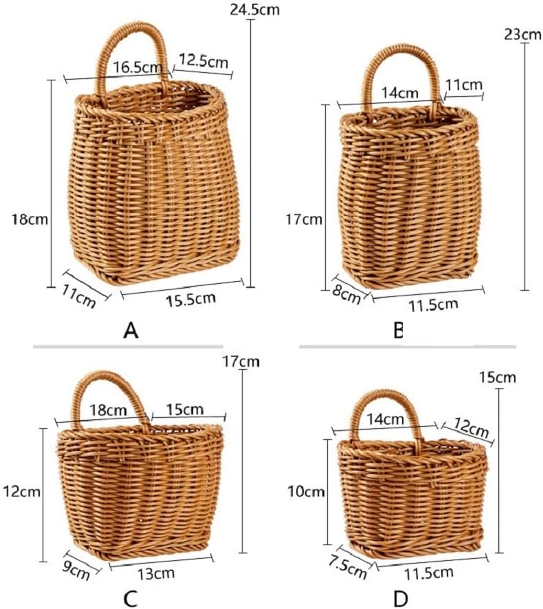 Imitation Rattan Weaving Basket Kitchen Ginger and Garlic Storage Basket Retro Wall Hanging Basket Small Flower Basket Kitchen Hanging Basket