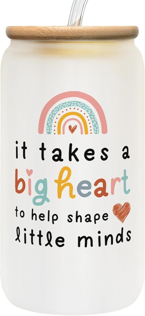 Teacher Appreciation Gift for Women - Thank You Ideas for Valentines, Back to School - 16 Oz Can Glass