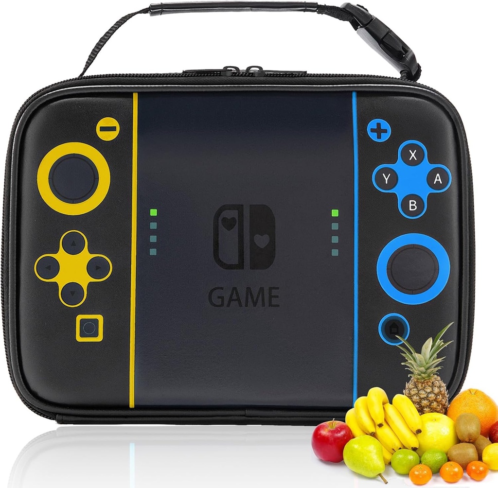Kids Lunch Box, Gamer Lunch Bag for Boy, Insulated Lunchbox with Dourable PU & Easy to Clean, Extra Mesh Bag Fit Ice Pack for Lunch Boxes, Toddler Teen Size Loncheras Para Niños For School & Daycare