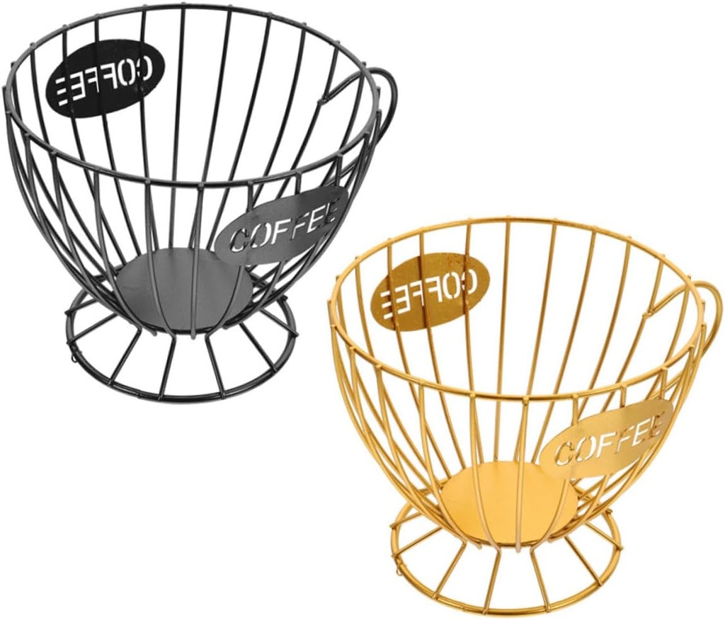 2pcs Organizer Iron Storage Rack Fruit Draining Holder Coffee Cup Basket Home Decor
