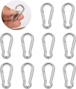 10 PCS Stainless Steel Carabiner Clip Spring-Snap Hook - Lotsun M4 1.57 Inch Heavy Duty Carabiner Clips for Keys Swing Set Camping Fishing Hiking Traveling