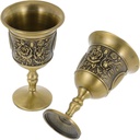 TIDTALEO 2pcs Vintage Metal Embossed Wine Goblets Medieval Style Goblet Cup for Home Bar