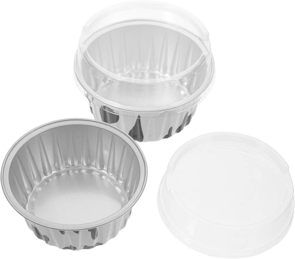 Milisten 25pcs Ice Cream Dessert Cups with Transparent Lids Foil Mousse Cake Holders for Pudding Yogurt and Ice Cream for Parties and Events