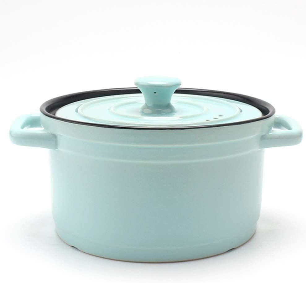 Refractory Ceramic Classic Casserole With Lid, Ceramic Casserole with lid, Slow Cooker Round Dutch Oven, Healthy Non-Stick Ceramic,Home Kitchen Ceramic Casserole (Color : Black, Size : 5L) (Green 5L)