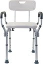 Essential Medical Supply Height Adjustable Shower and Bath Bench with Back, Padded Arms and Textured Seat - Perfect Shower Chair for Inside Shower or Tub for Seniors and Adults - Supports 300lbs.