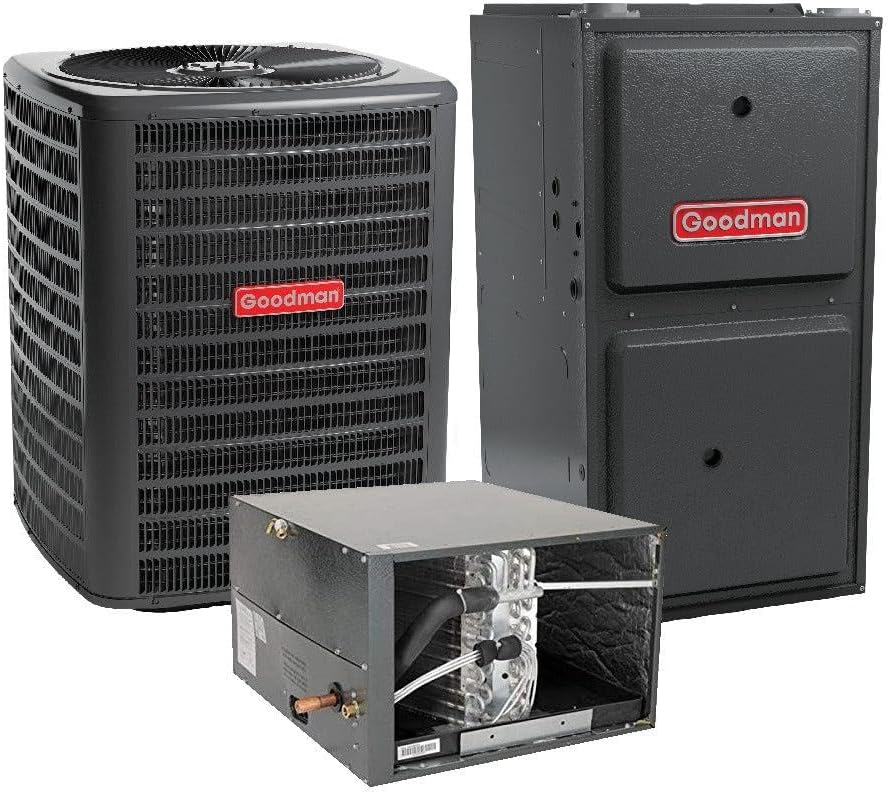 Goodman 2.5 Ton 14.4 SEER2 R32 Horizontal Air Conditioner System with 96% AFUE 80 000 BTU Furnace GLXS4BA3010 CHPTA3026C3 GDVT960804CN