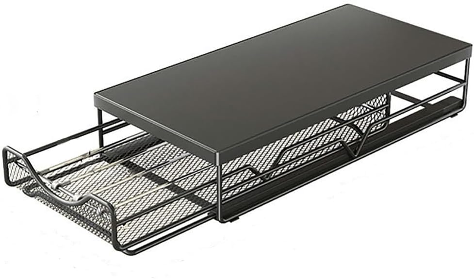 Coffee Capsule Pod Pack Holder,Coffee Bar Organizer with Drawer,Black Metal Coffee Capsule Storage Organizer