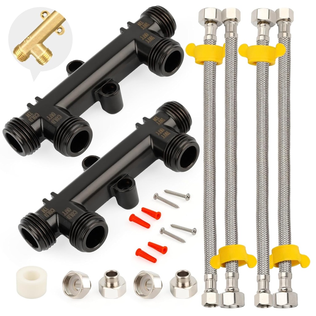 Upgraded WP596816 Hot Water Recirculating Pump Sensor Valve Kit (2-Pack)– New Copper Finish,Fits watts 500800/500805&grundfos UP Comfort Systems.Includes 2 Brass Valves,4x12 Lines,4 Fittings