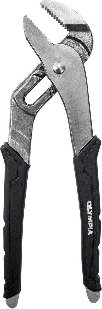 Olympia Tools 10-Inch Tongue and Groove Pliers, Straight Jaw Pliers with Cushion grip, 6 Jaw positions, 2.1" Jaw Capacity