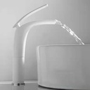 Tall Bathroom Faucets,Waterfall Faucet for Bathroom Sink,Brass Vanity Sink Faucet with Ceramic Valve-Pink(White)