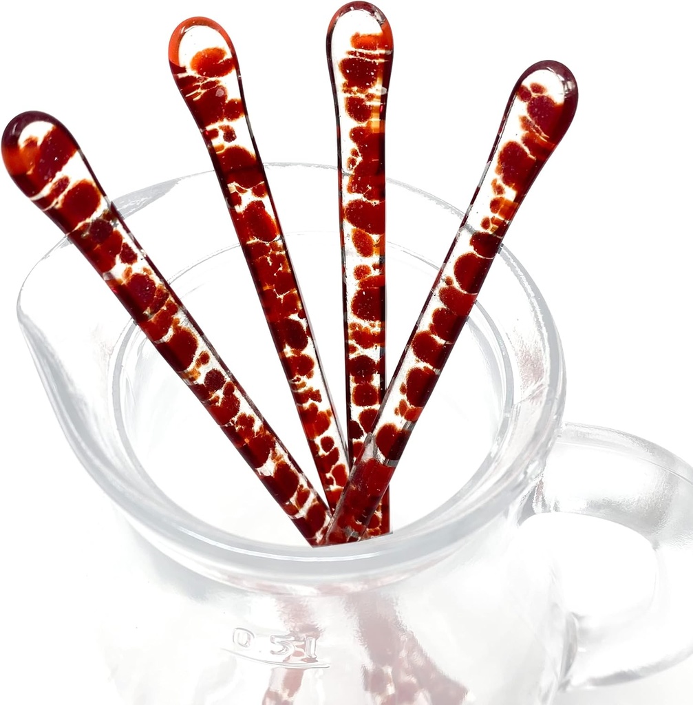 Handmade Glass Swizzle Sticks: Dragon's Breath (Glass Art Collection) - 7.25 inch stirrer for Coffee Tea and Mugs - Set of 4 with Gift Box by studioTica