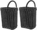 2Pcs Woven Hanging Basket Storage for Kitchen Bathroom Wall Mounted Design Rustic Wall Decor Organize Fruits Essentials Textured Elegance