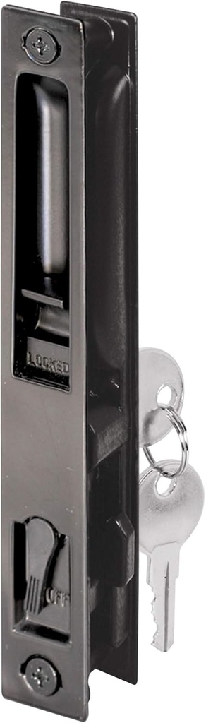 Slide-Co 141640 Patio Door Flush Handle with Hook Latch assortment, Black, Keyed (Single Pack)