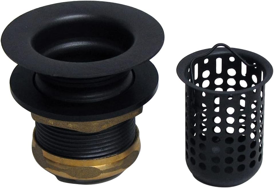 Westbrass A218-62 Junior Bar and Laundry Sink Drain Assembly with Removable Strainer Basket, Matte Black