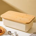 Dxcaicc Bread Box with Bamboo Cutting Board Lid,Bread Storage Container Bin for Kitchen Countertop,Farmhouse Storage Bin and Bread Holder for Dining Room,B
