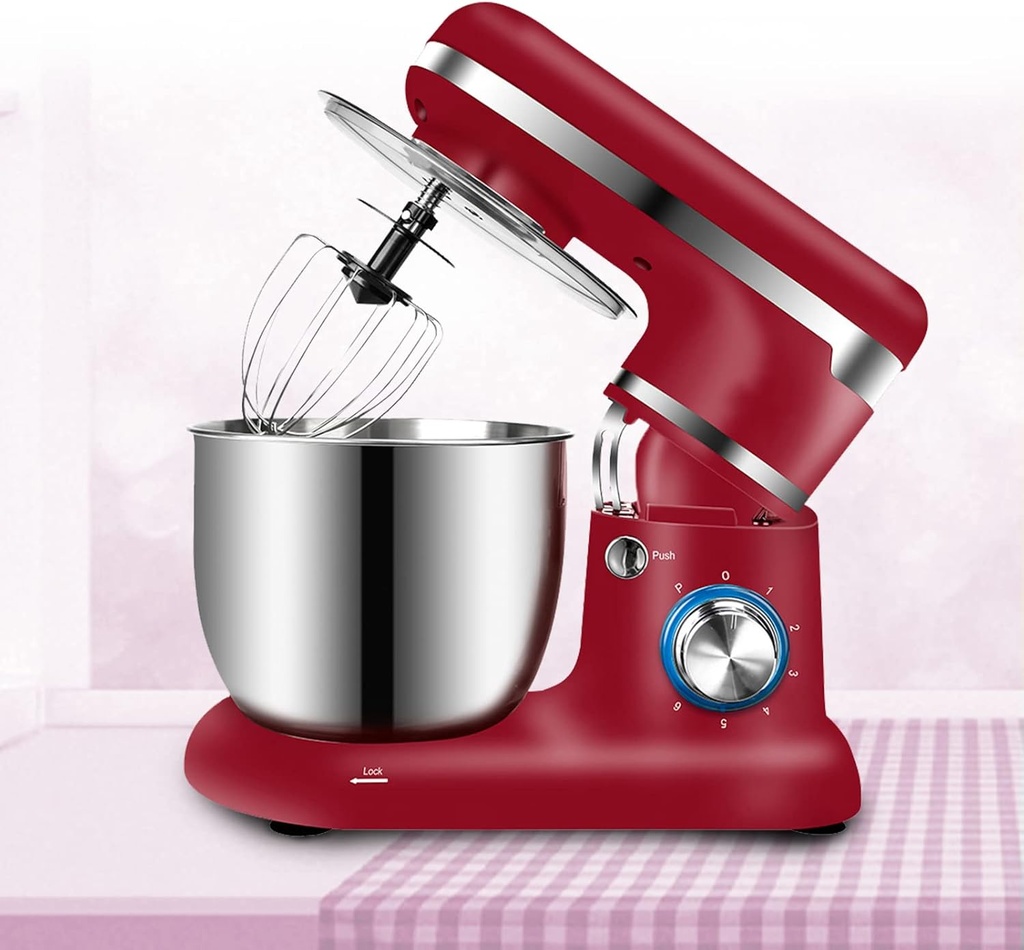 Stand Mixer in Home Kitchen Tilt-Head 5 Qt 1200W, 6-Speed Tilt-Head Mixers Kitchen Electric Stand Mixer Small, Stainless Steel Bowl, with Dough Hook, Mixer Beater, Wire Whisk, Splash Guard,red