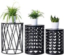 HFHOME Multifunctional Nesting Round Metal Coffee End Tables, Set of 3 Modern Furniture Nightstands Decor Side Tables Plant Stand for Home Office Indoor Garden Outdoor- Pure Black