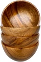 Wooden Salad Bowl Set – Small Wood Bowls for Food, Set of 4 Handcrafted 5” Acacia Wood Salad Bowls for Snacks, Fruit, Sides & Kitchen Gifting