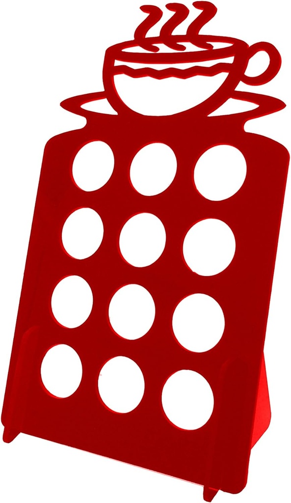 Marketing Holders Coffee Pod Holder 12 Pocket Red Acrylic Display Condiment Cups Hole Size 2.20" Dressing Restaurant Coffee Shops Office Home Use