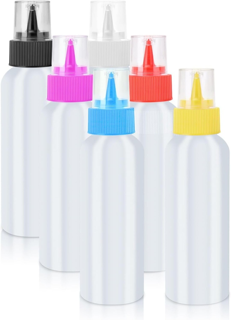 6 Pcs Writer Bottles, Small Squeeze Bottle, Condiment Squeeze Bottles, For Cakes Decorating, Food DIY, Ice Cream Decoration etc, 4 OZ