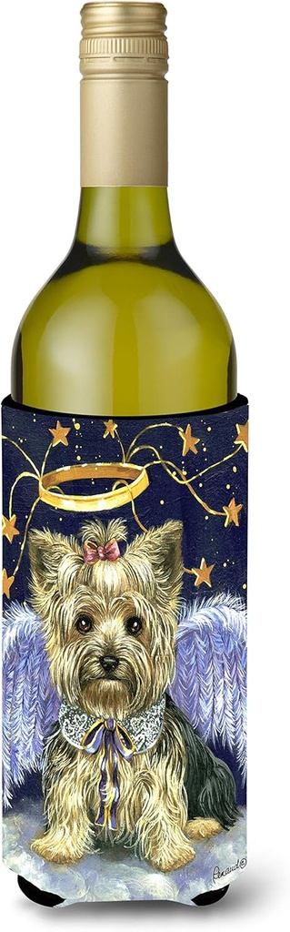 Caroline's Treasures PPP3131LITERK Yorkie Christmas Family Tree Wine Bottle Hugger Bottle Cooler Sleeve Hugger Machine Washable Collapsible Insulator Beverage Insulated Holder
