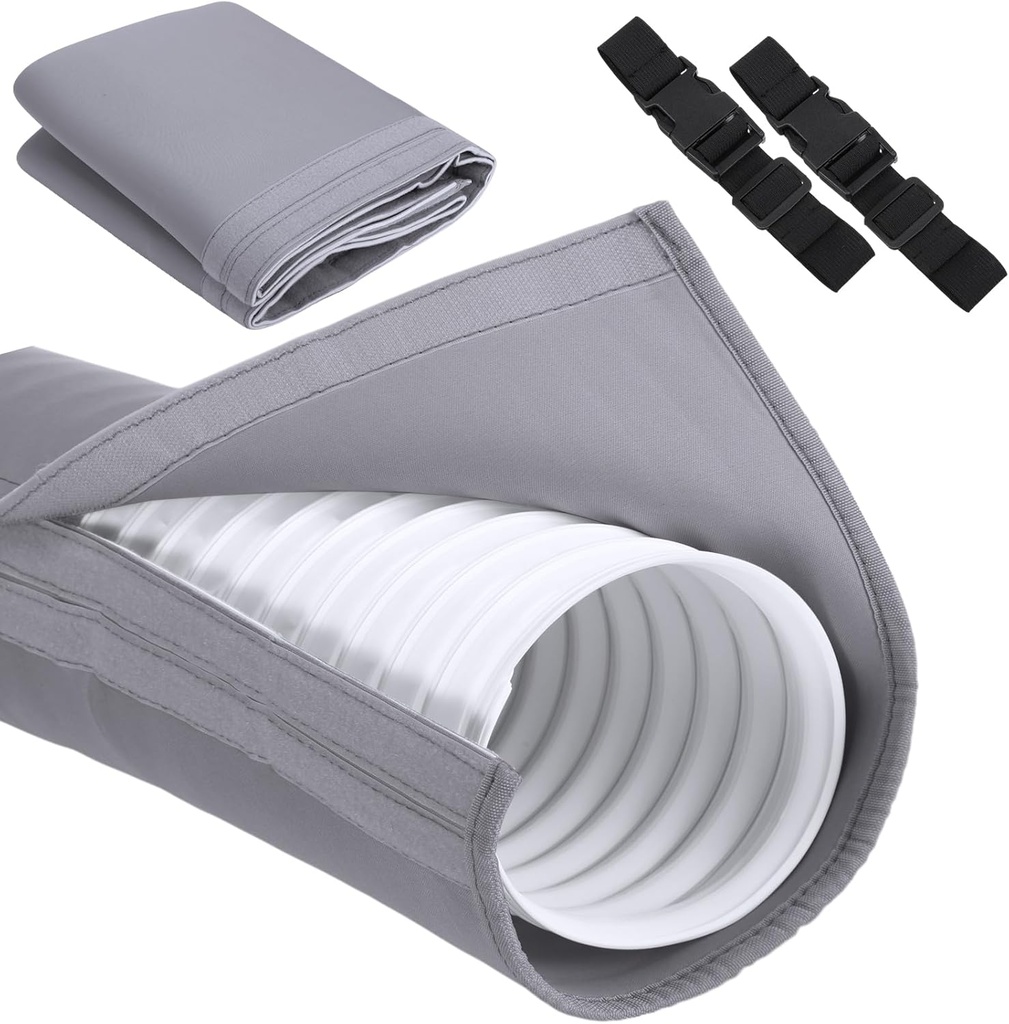 Outus Air Conditioner Hose Cover Fit 80'' Long 5" & 5.9" Diameter Exhaust Air Conditioner Hose Duct Vent Cover Sleeve Insulated with 2 Adjustable Buckle Straps Light Gray for Heat Reduction