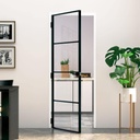 Interior Door with Tempered Glass Panels and Aluminum Frame, Modern Design, Black and Transparent, 29.9" x 79.3"