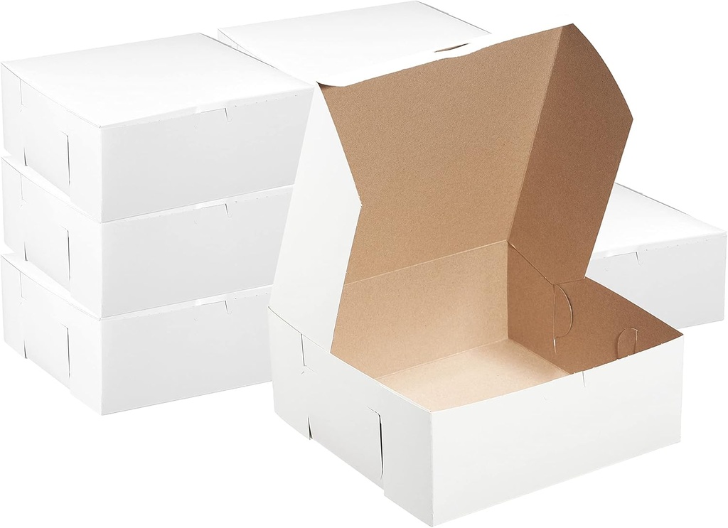 [25 Pack] White Bakery Pastry Boxes - 6 x 6 x 4 Inches - White Kraft Paperboard for Home or Retail - Eco Friendly Paper Cardboard Recyclable for Pastries, Cookies, Cakes, Pies, Gift Box, Baby Shower