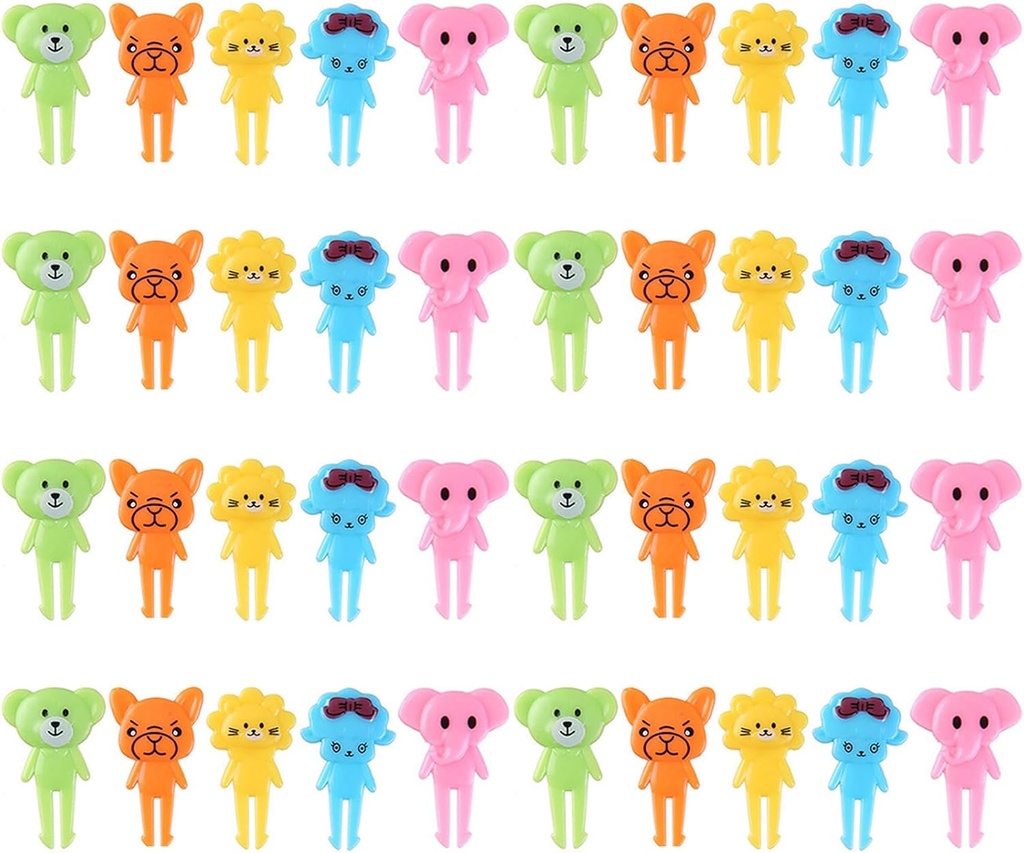 40 Pieces Bear Shaped Animal Food Picks for Lunchbox, Mini Fun Fruit Picks, Lunch Picks for Bento Box, Cute Reusable Toothpicks Forks for Picky Eaters, BPA-Free