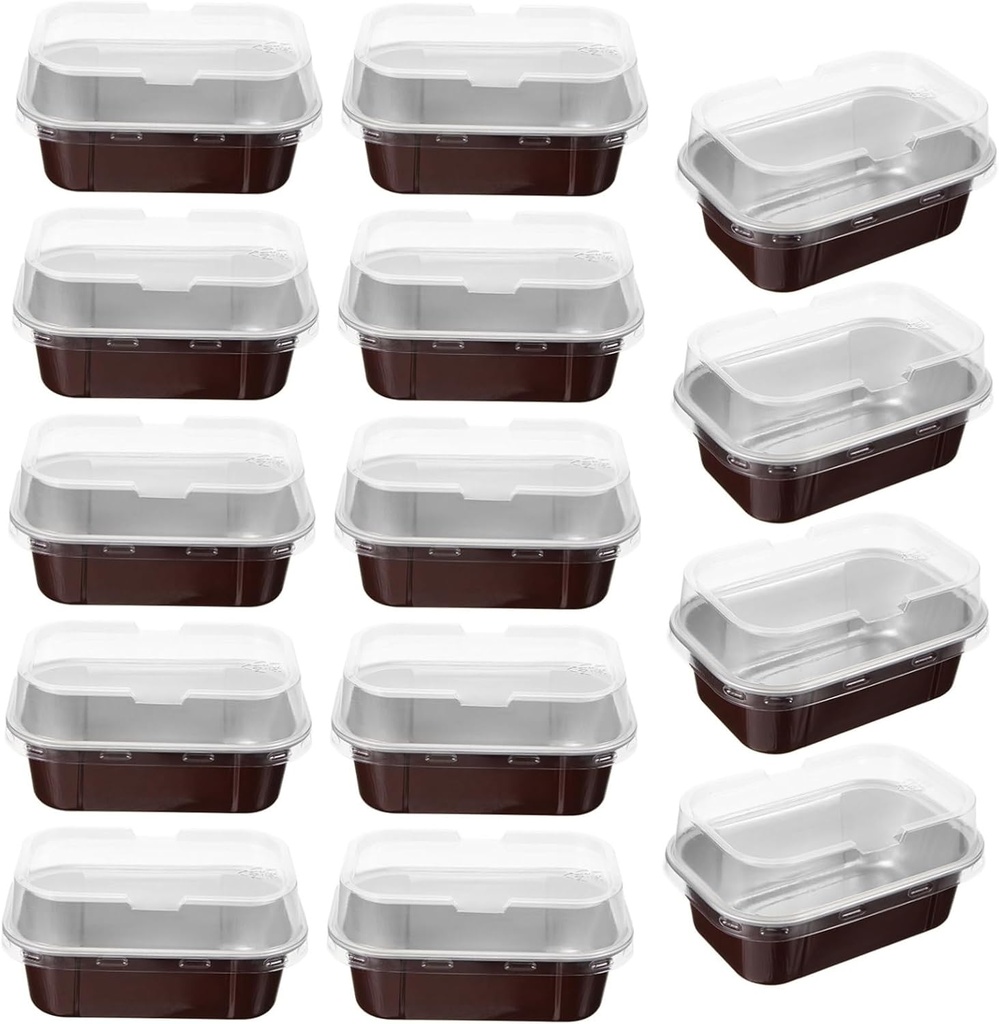 50pcs Leak Aluminum Foil Cake Boxes Lids Portable Muffin Containers for Bread and Salad for Baking and Takeout