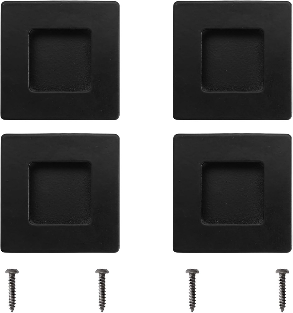 MOROBOR Square Recessed Finger Flush Pulls, 4pcs 50mm Black Stainless Steels Invisible Door Handle for Cabinets, Drawers, Wardrobe