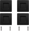 MOROBOR Square Recessed Finger Flush Pulls, 4pcs 50mm Black Stainless Steels Invisible Door Handle for Cabinets, Drawers, Wardrobe