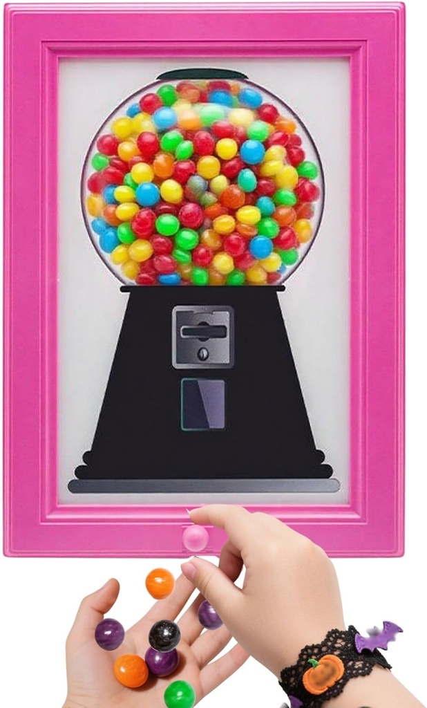 Candy Dispenser Machine, Handy Fast Distribution Candies, Candy Machine In A Frame for Trick Or Treat! For Birthday & Holiday Gifts (PINK)