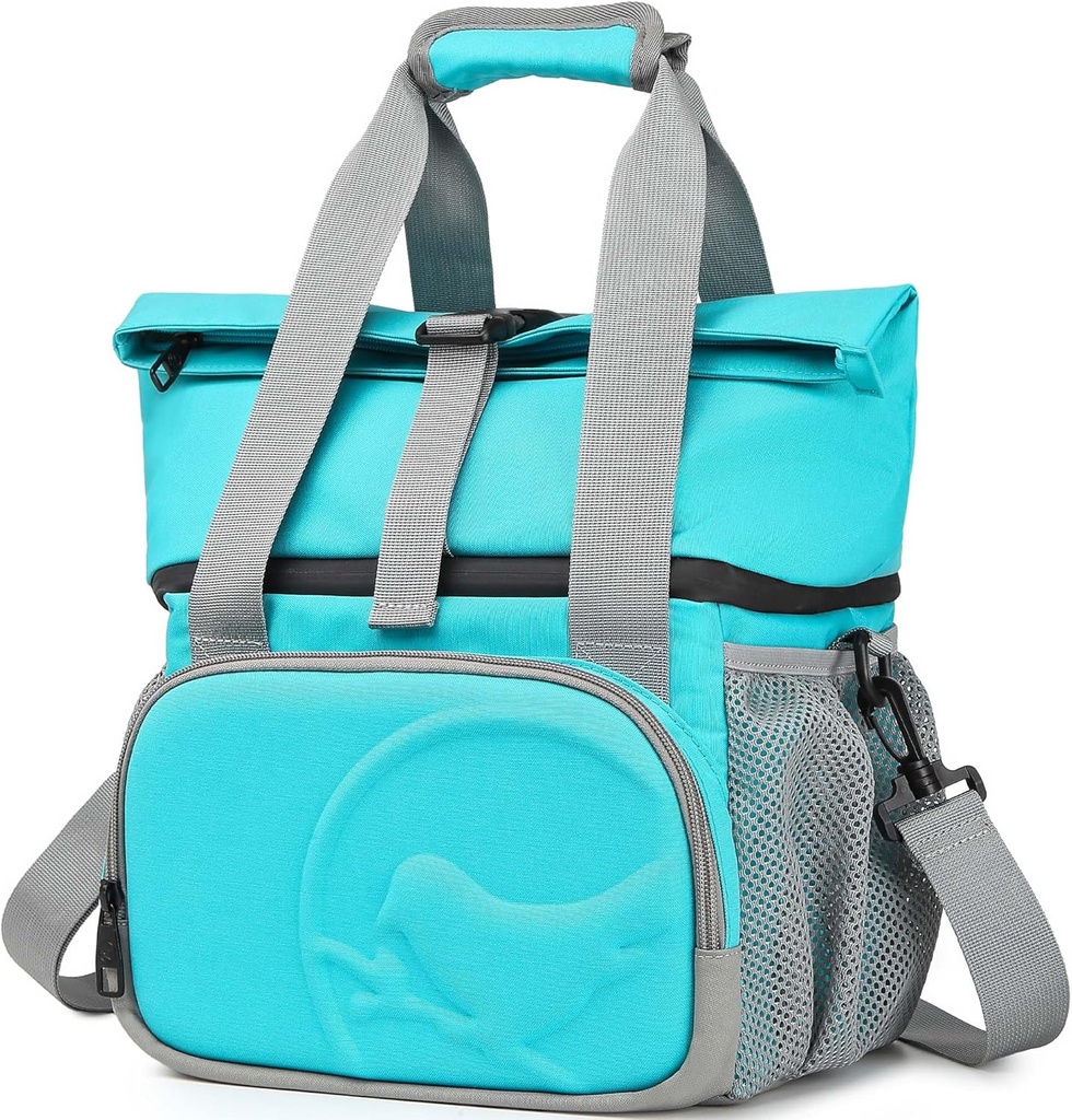 SUNNY BIRD Dual Compartment Lunch Bag Insulated Lunch Box for Women and Men (Aqua Blue 01)