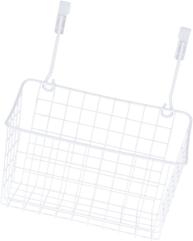 BESTYASH White Cabinet Storage Basket with Rust Resistant High Temperature Coating Over Door Hanging Organizer Rack for Kitchen Bathroom Office Easy to Install and Ventilated Design