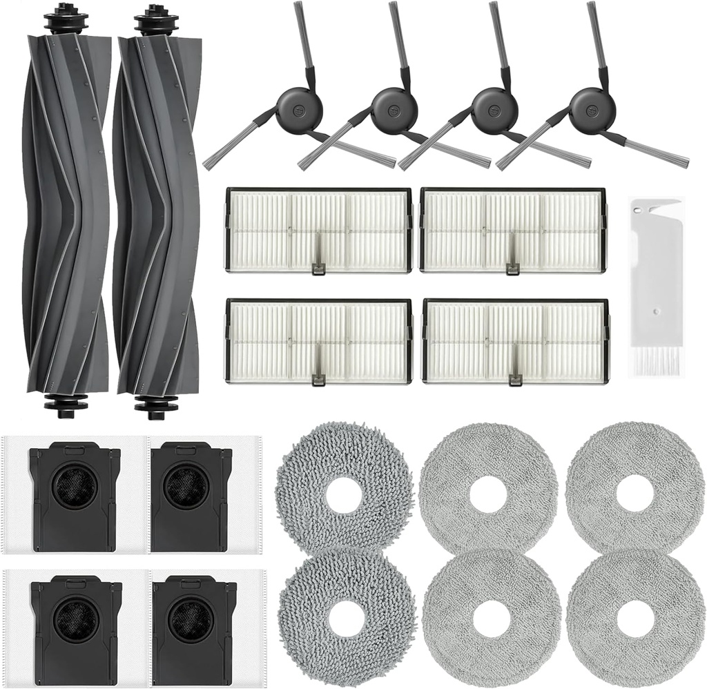 Replacement Parts Accessories for Dreame X40 Ultra Complete L40 Ultra X40 Master MOVA P10 Pro Ultra Mop Pads X6; Dust Bag X4; Filter HEPA X4; Main Brushes X2; Side Brushes X4