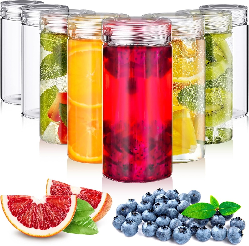 Uiifan 8 Pcs Glass Water Bottles 10 oz Wide Mouth Containers with Lids Reusable Juice Bottles Leakproof Glass Containers for Liquids Portable Drinking Jars for Smoothies Cold Brew Juices Storage