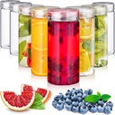 Uiifan 8 Pcs Glass Water Bottles 10 oz Wide Mouth Containers with Lids Reusable Juice Bottles Leakproof Glass Containers for Liquids Portable Drinking Jars for Smoothies Cold Brew Juices Storage
