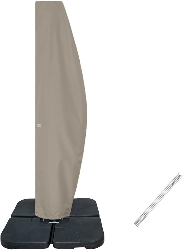 Patio Umbrella Cover for 10FT to 11FT Offset Umbrella, Water Resistant, Curved Cantilever and Straight Pole Parasol Outdoor Umbrellas Cover with Zipper and Rod