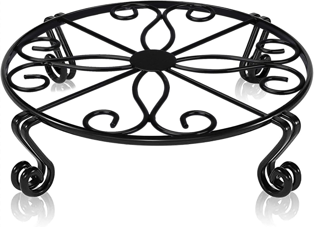 Black Plant Stand for Flower Pot Heavy Duty Potted Holder Indoor Outdoor Metal Rustproof Iron Garden Container Round Supports Rack for Planter Bronze, Pumpkin Stand Outdoor