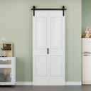 4 Panels Bifold Barn Door, 36" Track Kit for 2 Closet Doors, Pre-Assembled Panel Bi fold Barn Door for Pantry, Primed White Finish with Water-Resistant and Scratch-Resistant, Paintable, 32" x 84"