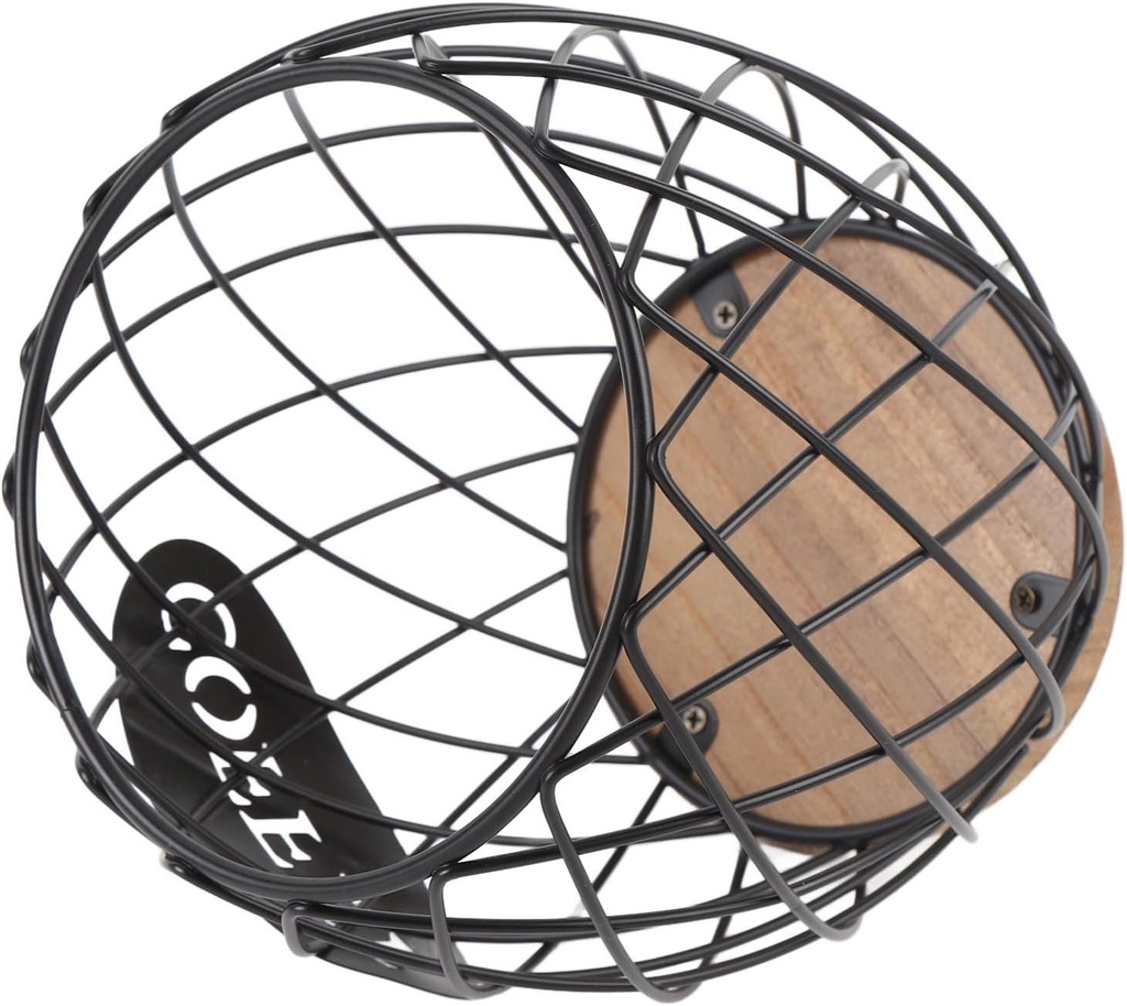 Coffee Pod Holder, Large Capacity Iron Constructed Stylish Coffee Pod Organizer with Stable Wooden Base, Designed for Home Coffee Bar (Black)