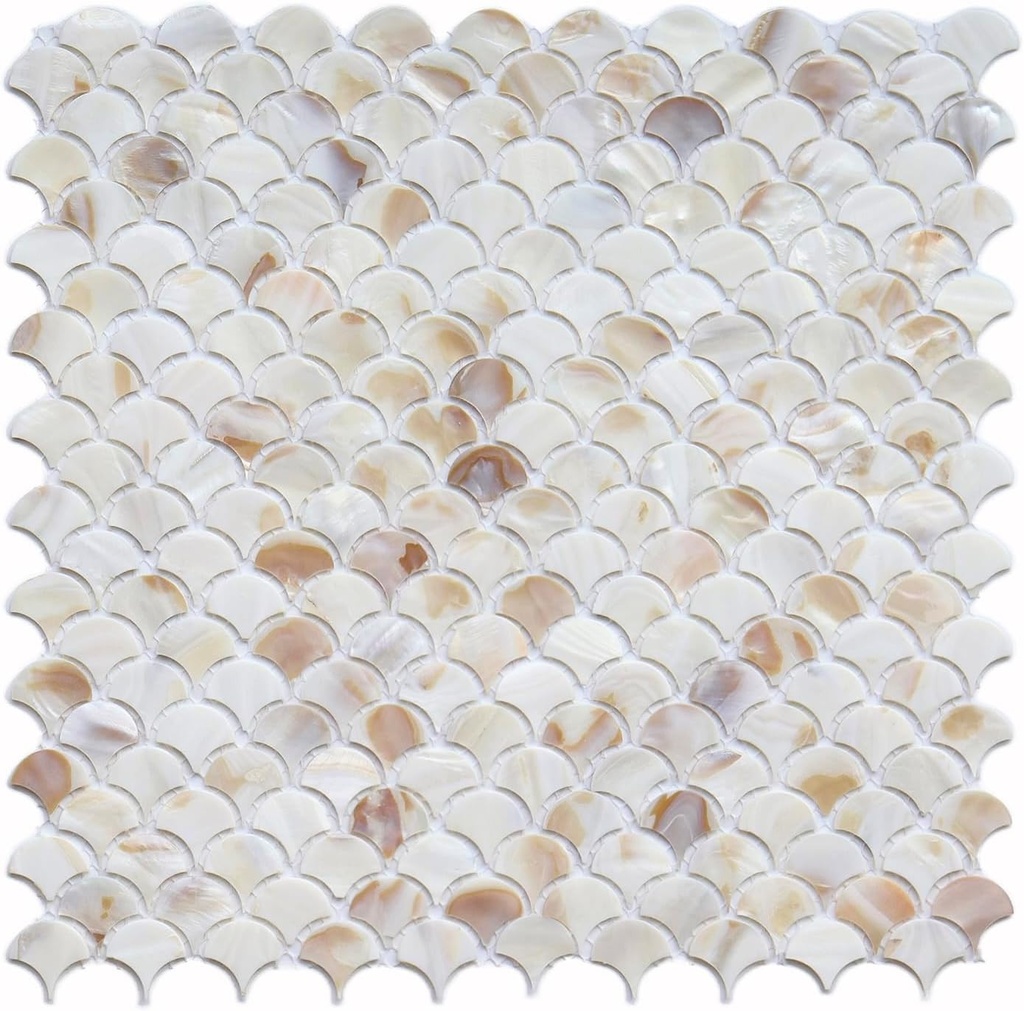 Mother of Pearl Fish Scale Pattern Mosaic Tile for Kitchen Backsplash Bathroom Wall Pool Tile Shower Room Oyster Shell Decorative Tile(1 Sheet Colorful)