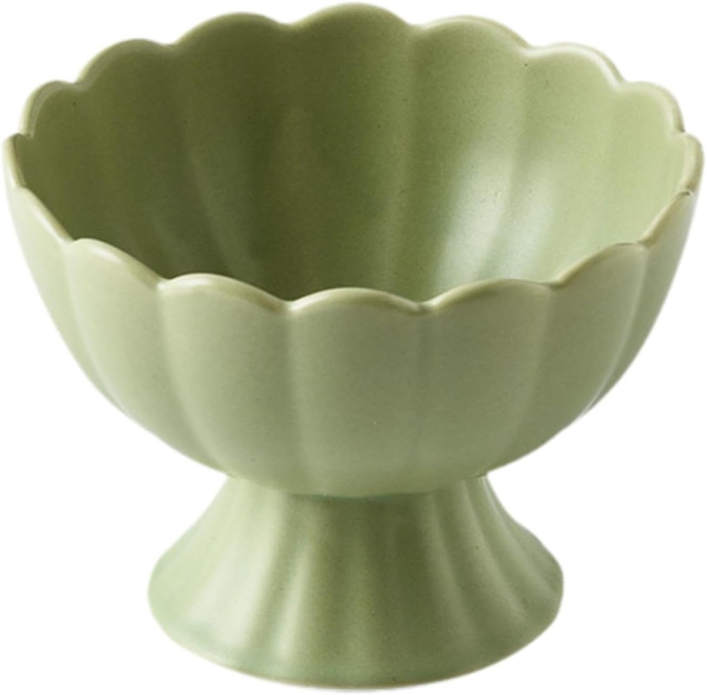 Dessert Bowl Ceramic Cup Lightweight Creative Portable Dinner Parties Trifle Bowl Goblet for Candy Cake Beverage Fruit Juice, green
