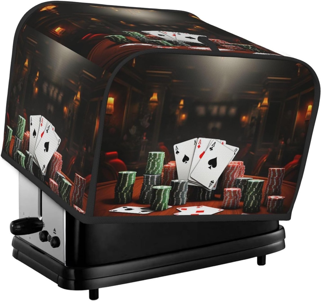 4 Slice Toaster Cover with Two Pockets for Storing knife Super Soft Appliance Cover Poker Tournament Dust Cover for Kitchen Small Oven Cover Kitchen Bread Machine Protector Cover