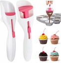 2 Pack Cupcake Scoop Batter Dispenser for Cupcakes, Muffins, Cookie Dough & Pancakes - BPA-Free, One-Touch Slide, Dishwasher Safe - Cake Cream Spatulas for Elegant Baking, Pastry & Decorating, Pink