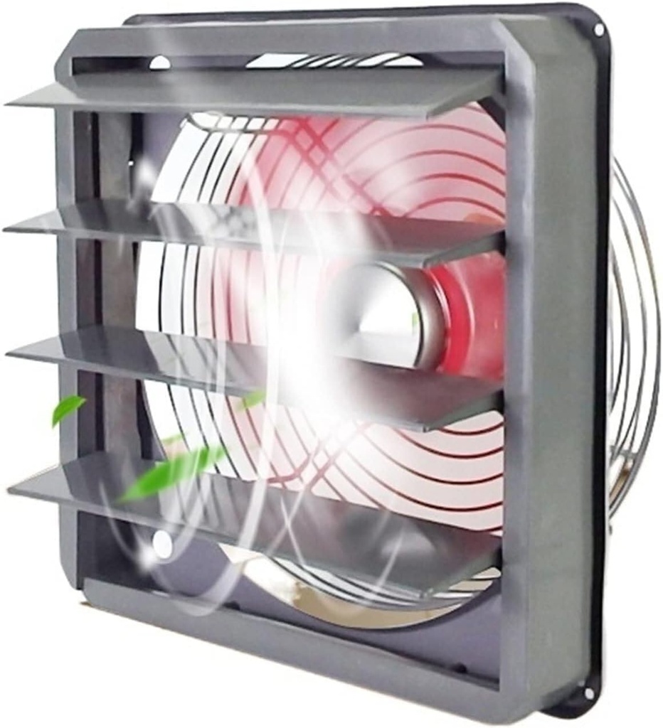 Louvered Ventilator Fan, Powerful Metal Exhaust Fan with Protective Net Cover, Industrial Household Ventilation Fan