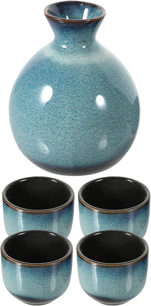 IMIKEYA Japanese Style Sake Pot and Cups Simple Wine Cups Elaborate Storage Containers