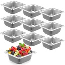 Thenshop 10 Pack Hotel Pans Stainless Steel Steam Table Food Pan Commercial Metal Food Catering Tray Anti Jam for Hotel Restaurant Buffet Party Supplies(Standard,1/6 Size X 2.5 Inch Deep)
