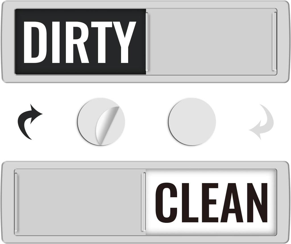 KitchenTour Dishwasher Magnet Clean Dirty Sign, Upgrade Super Strong Clean Dirty Magnet for Dishwasher, Large Text Easy to Read Non-Scratch Magnetic Indicator Kitchen Decor, Silver